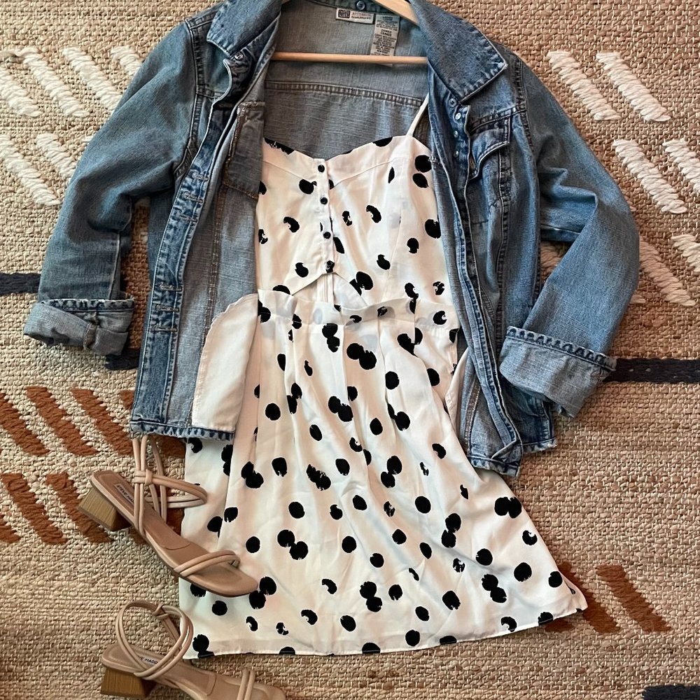 DOLCE VITA Polka Dot Mini Dress Cream